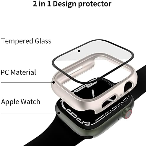 [14 חבילה] מארז מחשב קשה של PKMH עם מגן מסך תואם לסדרת Apple Watch 7/8 45 ממ, קצה מלא מסביב לכסות מסגרת נגד פגוש מגן לאביזרי Smartwatch